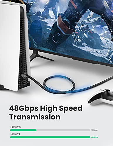 UGREEN LAN Cable, 2M Mesh, Category 8 Connector, Ultra High Speed 40Gbps/2000MHz, CAT8 Compliant, Ethernet Cable, Prevents Clip Breakage, Shielded, Compatible with Modem, Router, PS3, PS4, Xbox