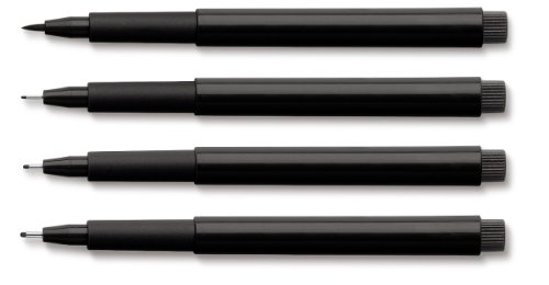 Faber Castell 4 Pcs Pitt Artist India Ink Pen,S,F,M,Brush Tip,Black