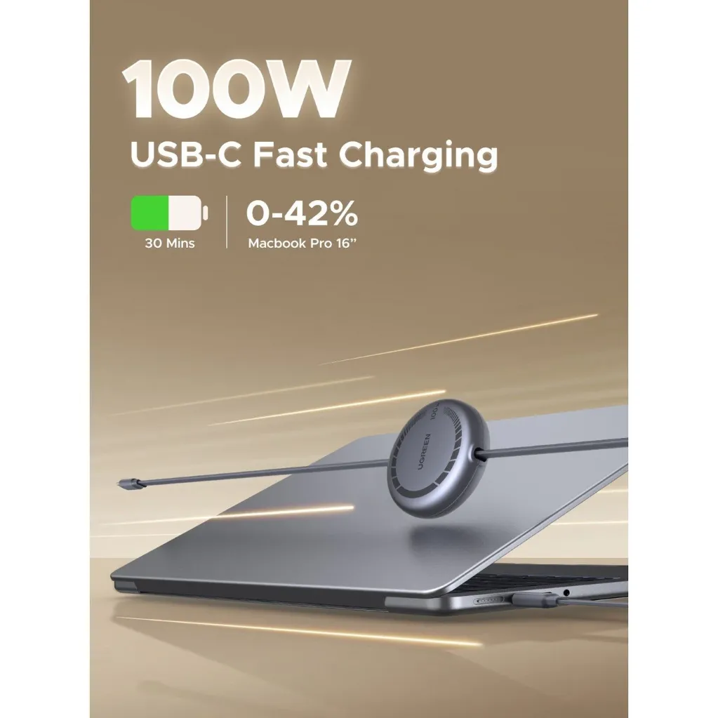 Ugreen 100W USB-C to USB-C Retractable Cable 1m