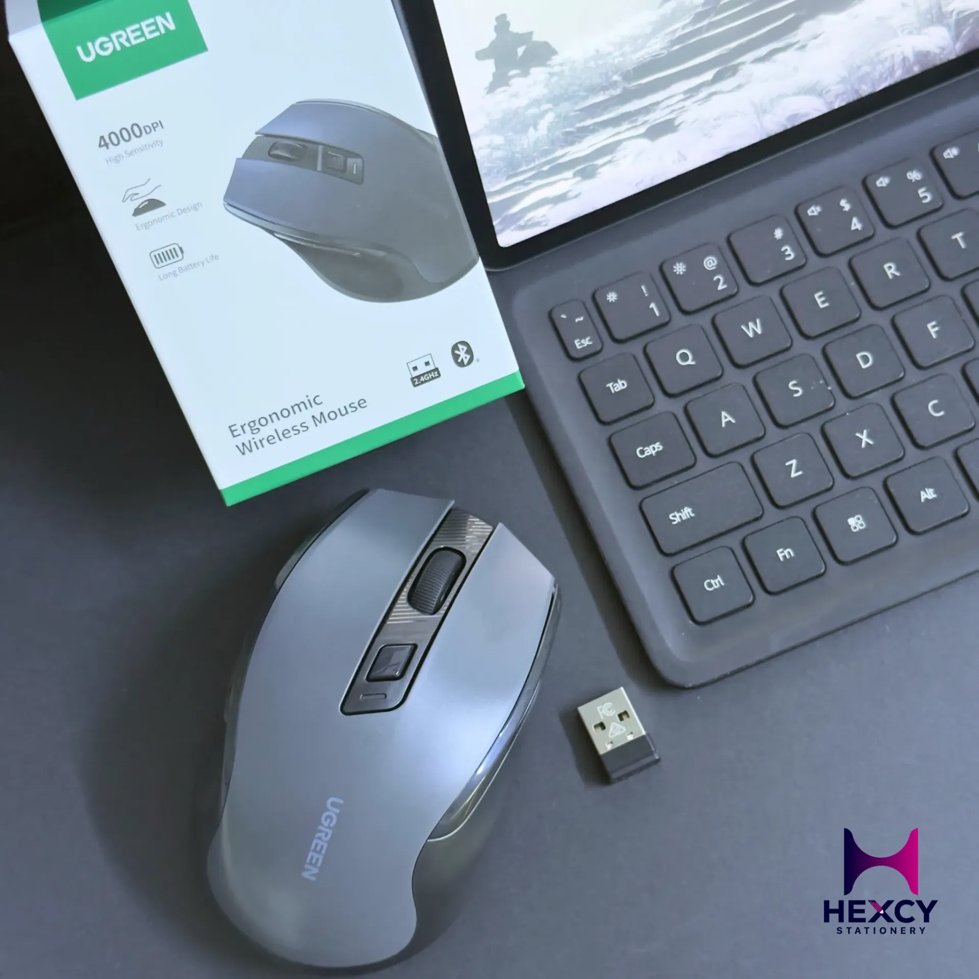 Ugreen Ergonomic Wireless 4000 DPI Mouse (Buletooth & 2.4GHz)