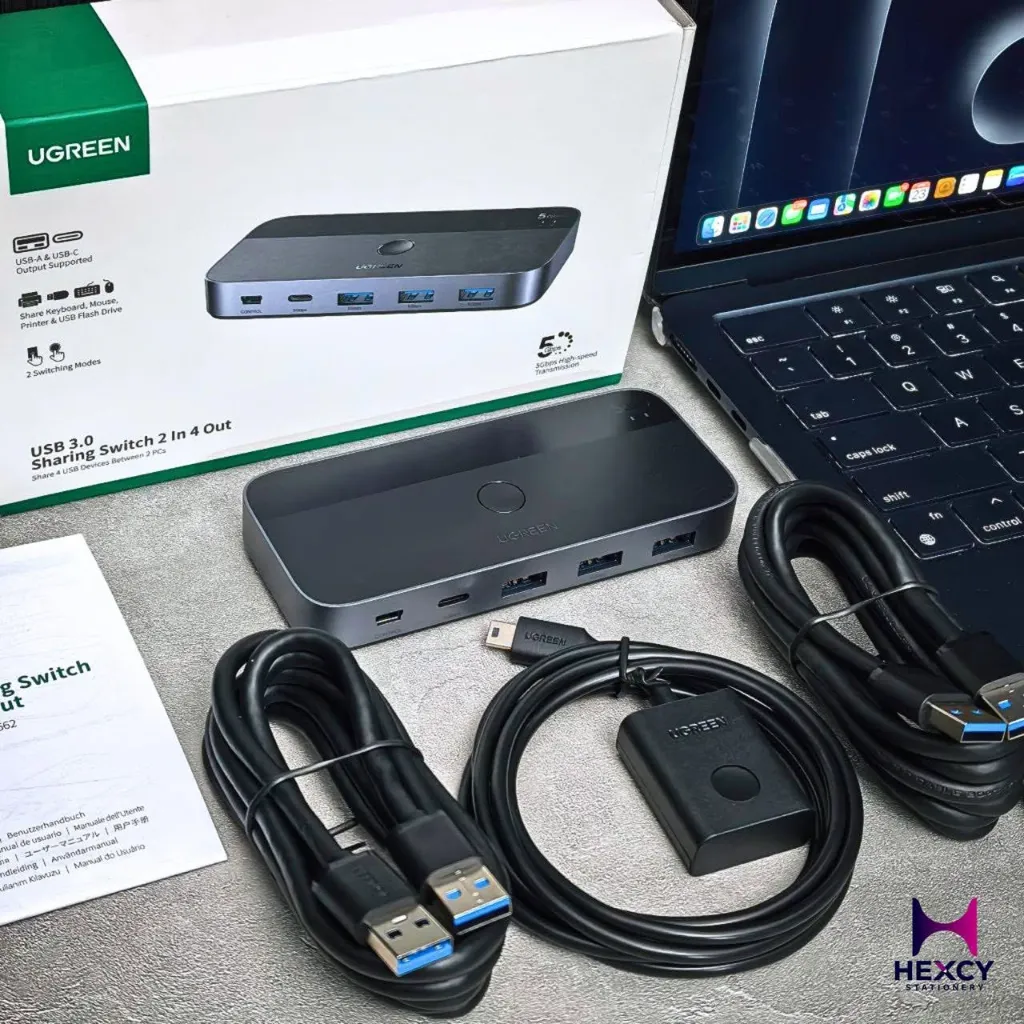 UGREEN USB 3.0 Switcher, 2 PC Sharing USB-C & A Devices, 5 Gbps High Speed Transfer, 