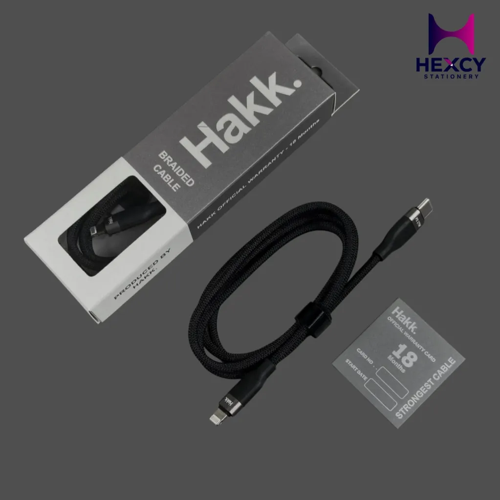 Hakk Braided Cable, Type C to Lightning-PD 27 Watt