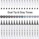 Shuttle Art 15Pcs Art Marker Gray Tones