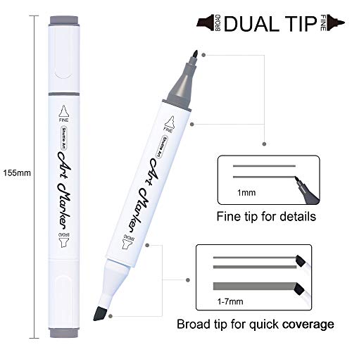 Shuttle Art 15Pcs Art Marker Gray Tones