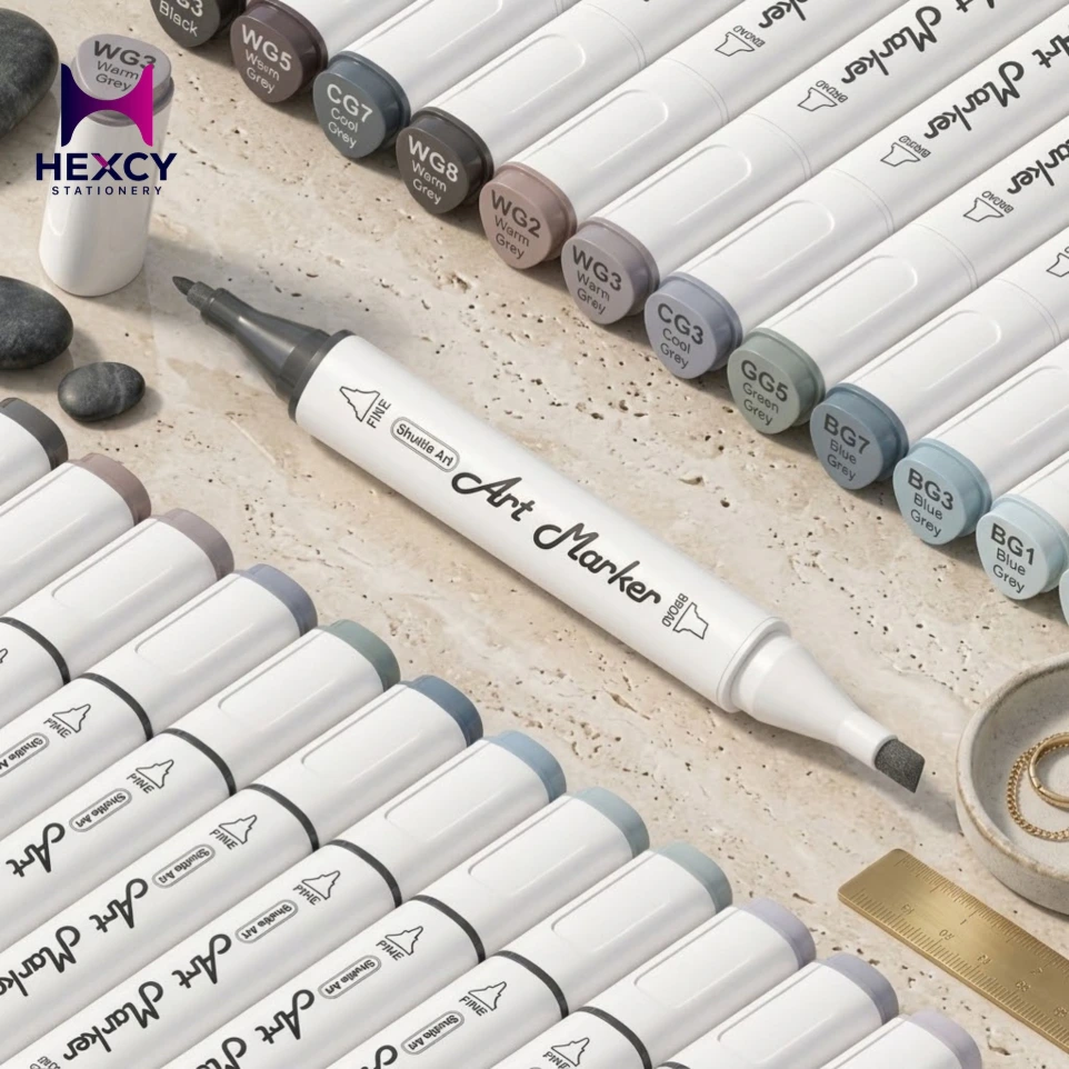 Shuttle Art 15Pcs Art Marker Gray Tones