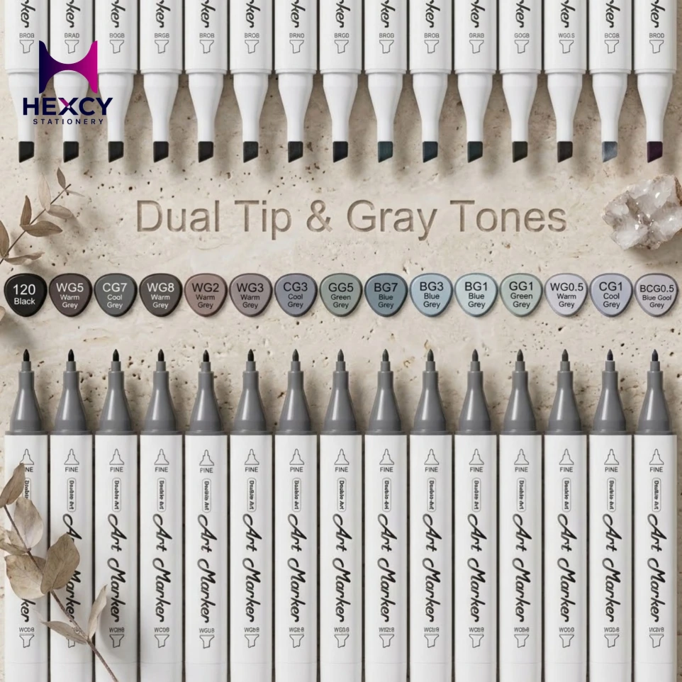 Shuttle Art 15Pcs Art Marker Gray Tones
