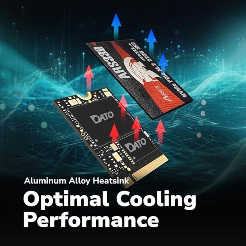 DATO M.2 2230 SSD PCIe 512GB Gen 3x4 NVMe Aluminum Heatsink Internal Solid State Drive M-Key Business Student Gamer Creator Up to 2500/1700 MB/s - ARS330