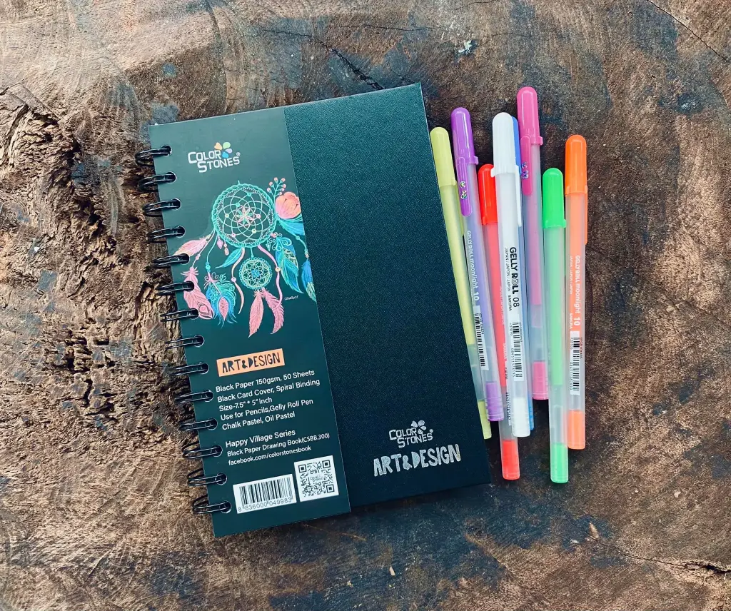 Color Stones Black Paper Drawing Book 