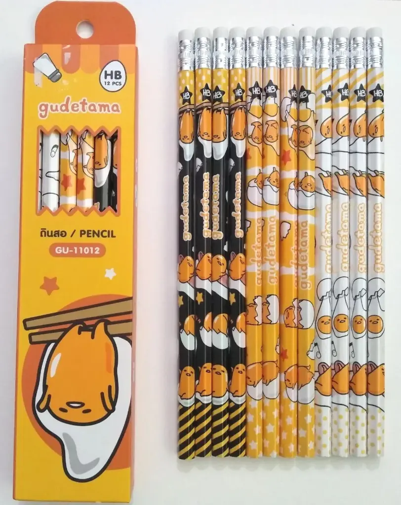 [GU-11012] 12 Pack Sanrio Gudetama Wooden HB Pencil Hexagon with Erase