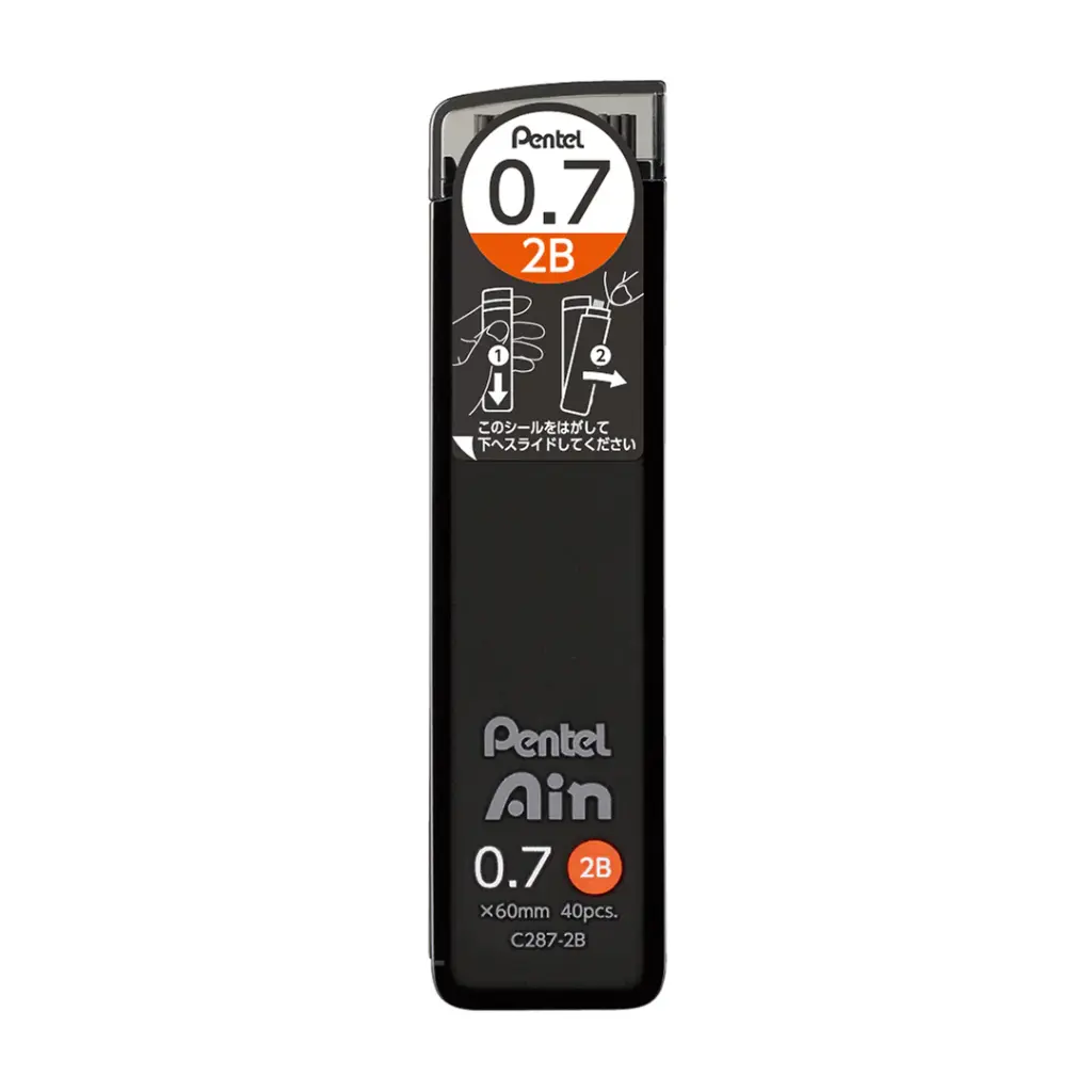 Pentel 0.7mm 2B Lead Ain Black 