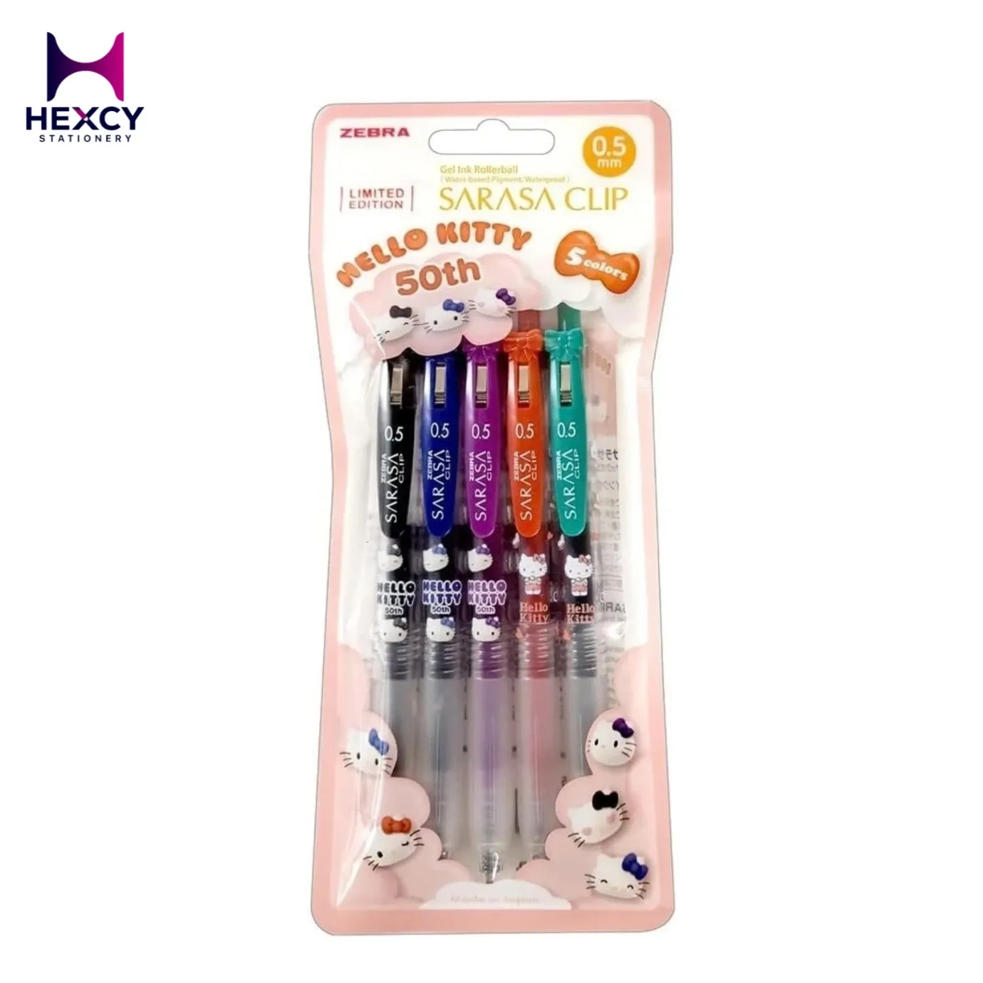 Zebra Sarasa Clip Hello kitty 0.5mm (5Colors Pack)