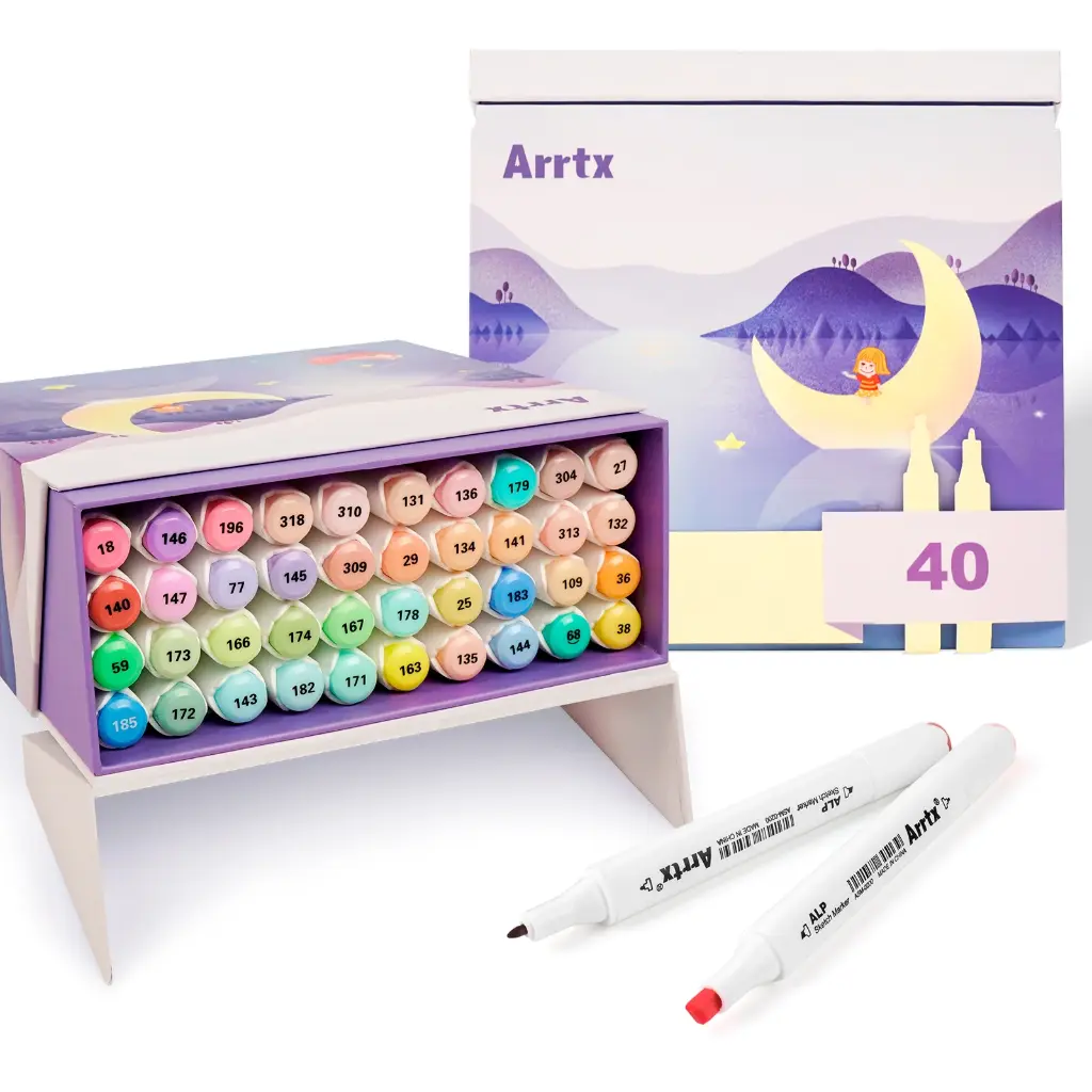 Arrtx ALP Achol Art Marker Dual Tip 40 Pastel Colors Box