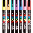 Uni POSCA Water-based Marker Sign Pen Fine Tip Round Tip Pastel Colors 7 Color Set 