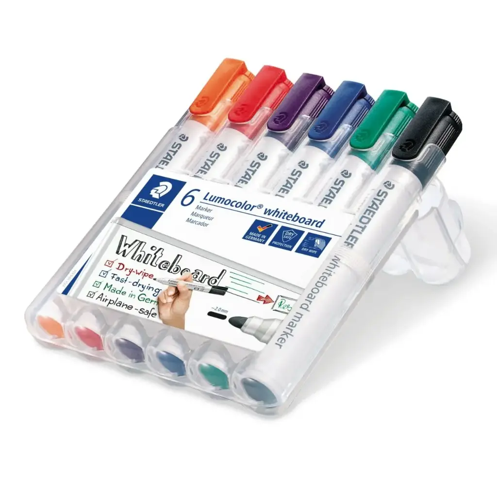 STAEDTLER Lumo Color Whiteboard Marker Square Tip 6-Piece Set 351B 6-Piece Set  1 Case (6-Piece Set)