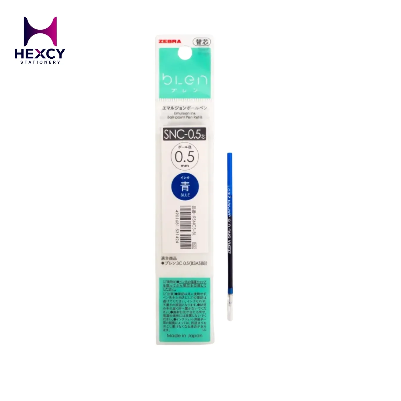 [RNC5-BL] Zebra  Oil-Based Ballpoint Pen Refill, Blen NC-0.5  (BLUE)