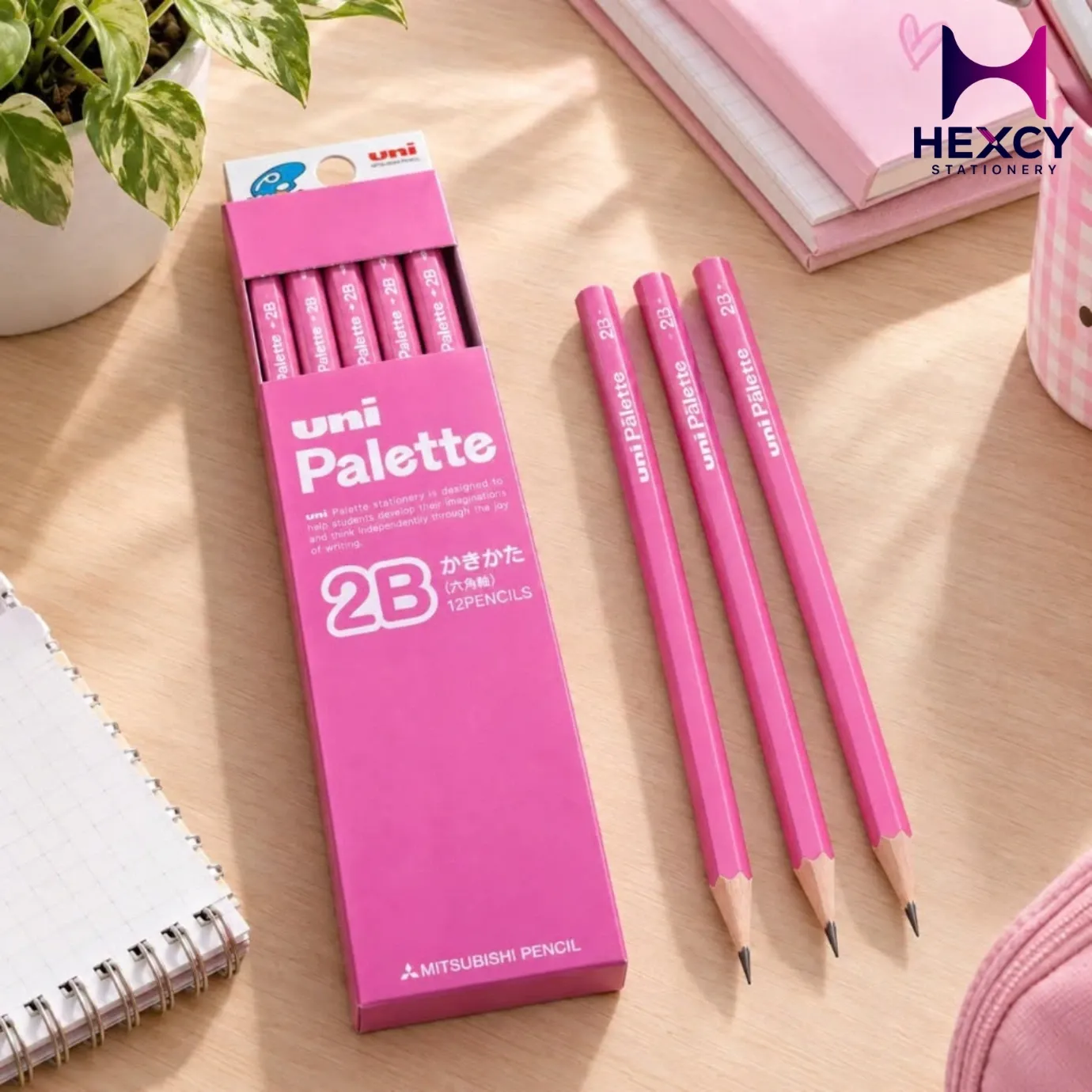 [8501] Uni Palette Hexagonal 2B 12Pcs (Pink)