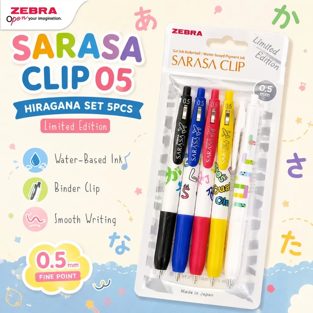 [JJ15-HI-5C] Sarasa Clip Limited Edition Hiragana(5 Pcs)