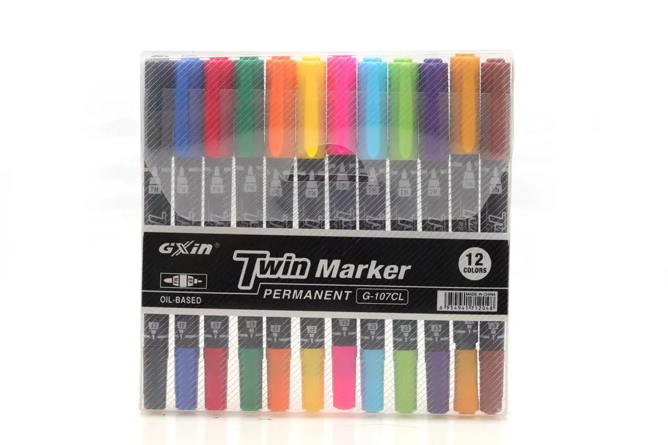 [G-107Cl] Gxin Permanent Oil-Based Twin Marker 12 Colors