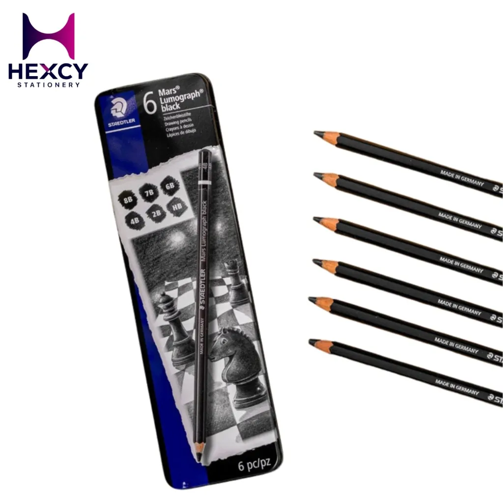 [Art Nr 100B G6] STAEDTLER MARS Lumograph Black Premium Drawing Pencils, Set of 6