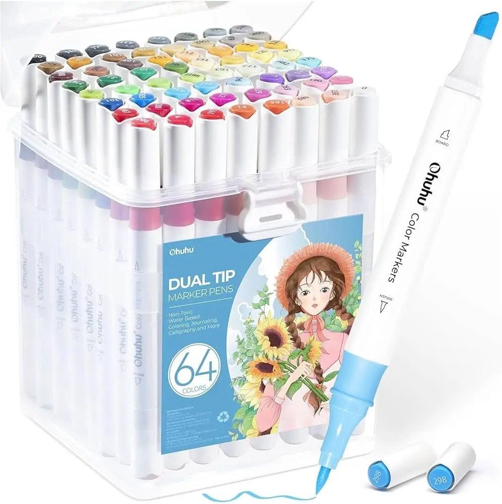 [Y30-80600-56] Ohuhu Illustration Markers, 64 Pens in 63 Colors
