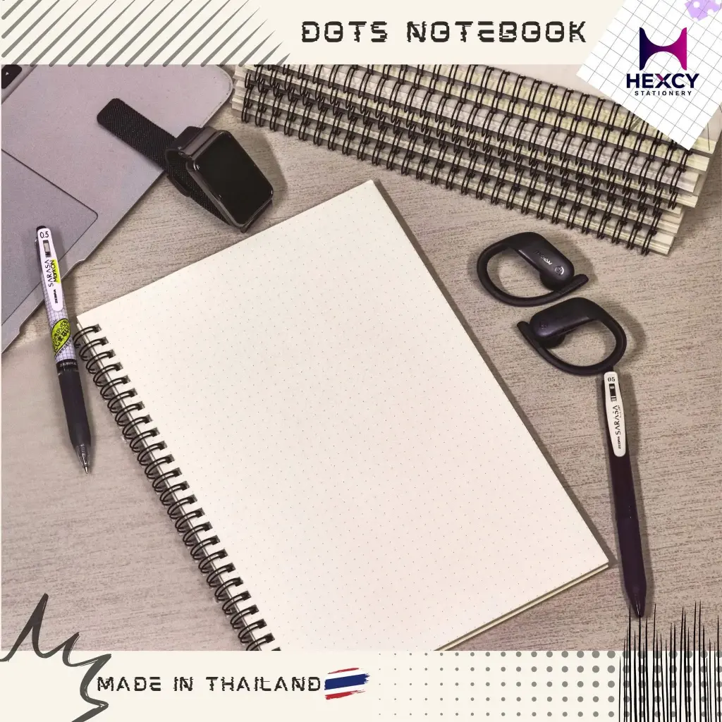 IBoom Wire Bound Book, White Plastic Cover B5 Dots, 80 Sheets,75 GSM