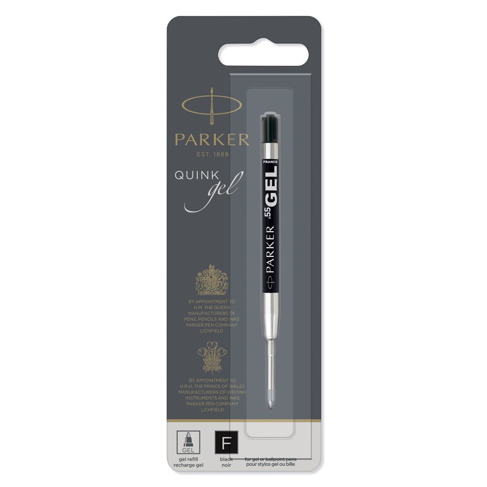 [PK 2020762] PARKERBallpoint Pen Refill, Black, , F Fine, 0.02 inches (0.55 mm), Water-based Gel Ink