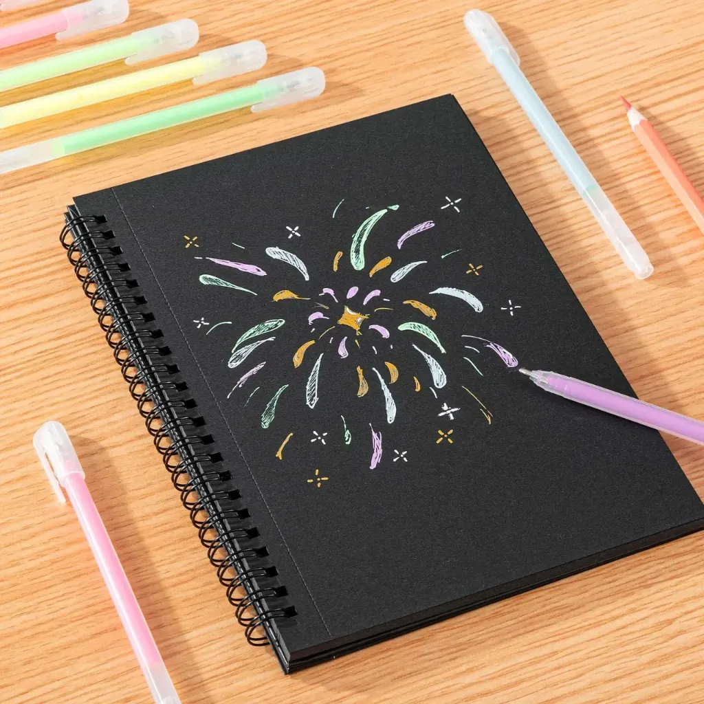 [D-BPD1017] Color Stones Black Paper Drawing Book 3+Gelly Roll Pen
