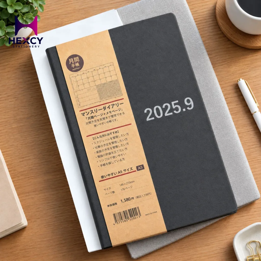 [NE34PA5S] Monthly/weekly planner starting on Monday, starting August 2025 A5 (Dark gray)