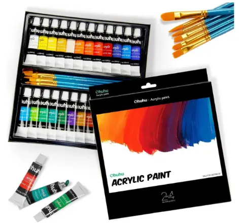 [240927035] Ohuhu Acrylic Paint, 24 Colors, Tube