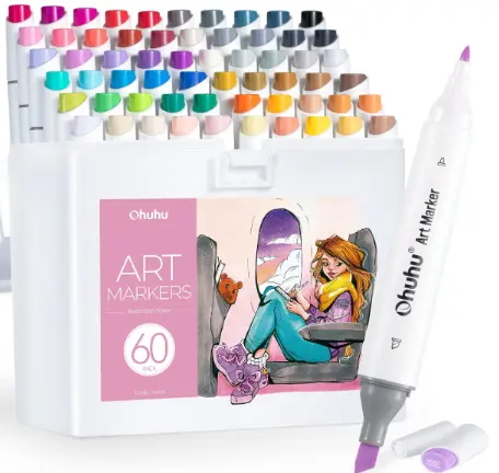 Ohuhu Kaala Series Illustration Markers, 60 Colors, Thick Ends, Alcohol Markers