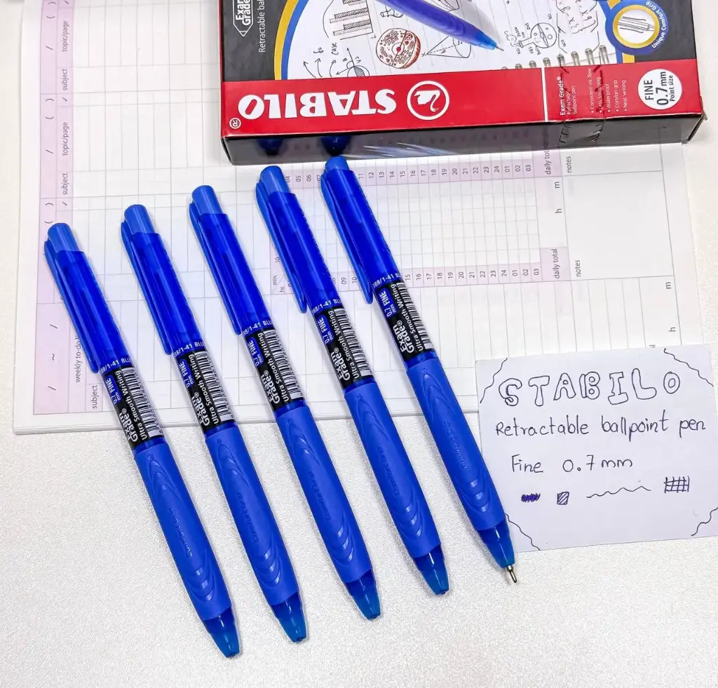 [388/1-41] Stabilo Exam Grade Retractable Ballpoint Pen 0.7mm (BLUE)