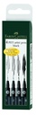 Faber-Castell 4 Pcs Pitt Artist India Ink Pen,S,F,M,Brush Tip,Black