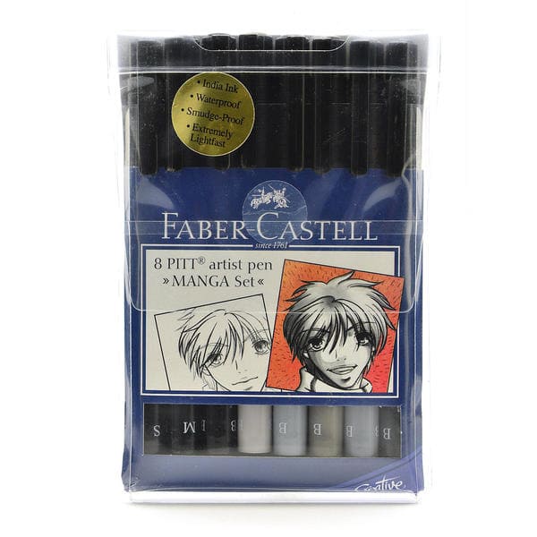 Faber Castell 8 Pcs Pitt Artist Pen,manga Basic Set