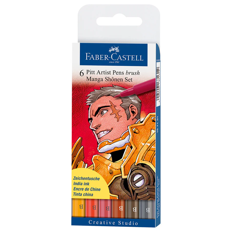 [AG167131] Faber-Castell 6 Pcs Pitt Artist Pen Brush Manga Set (Shonen)