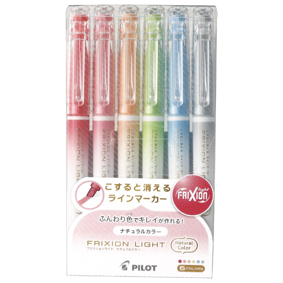 Pilot Erasable Highlighter, Frixion Light, Natural Color, 6 Colors