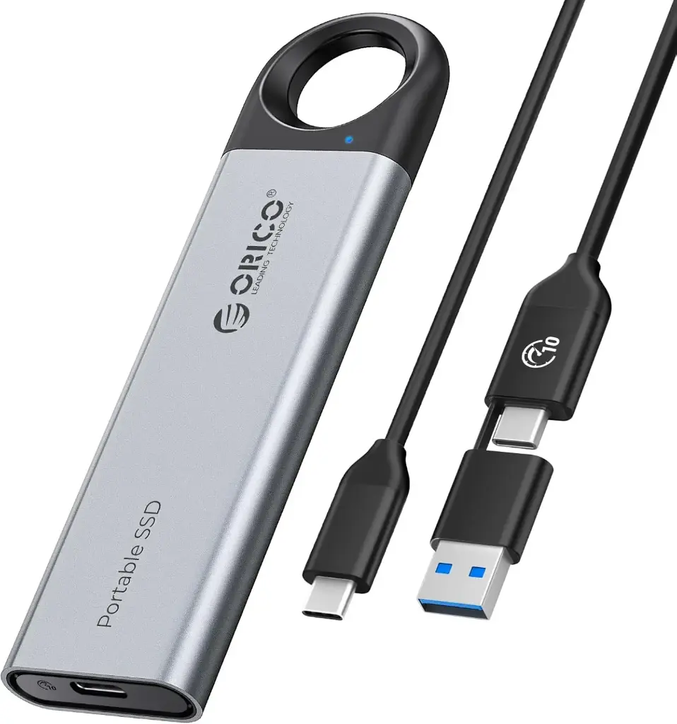[C10] ORICO 512 GB External SSD up to 1050MB/s Portable Solid State Drive with Hanging Hole Design, 2 in 1 USB C & A Cable