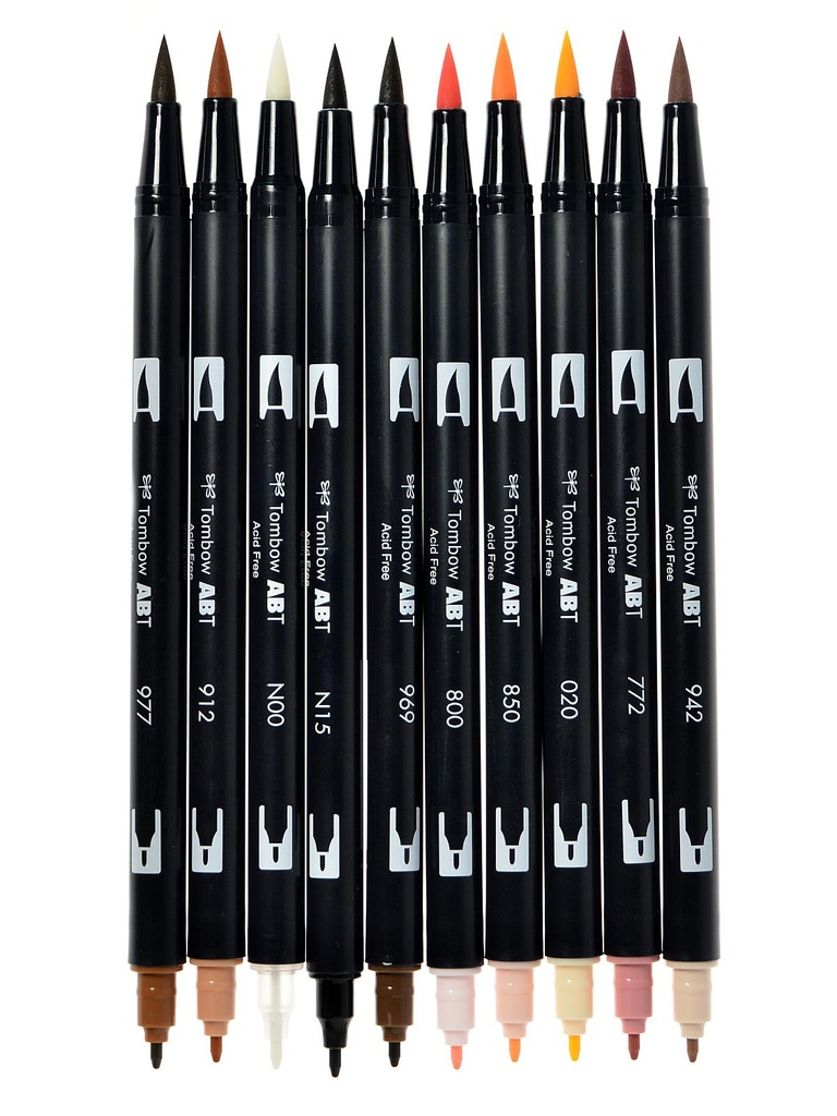 [56170] Tombow Mono Portrait Palette 10 Pieces Dual Brush Pens