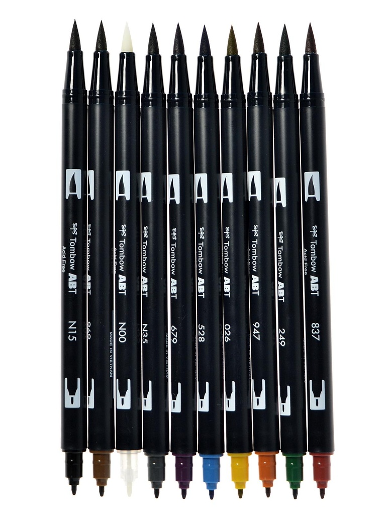 [56186] Tombow Mono Muted Palette 10 Pieces Dual Brush Pens