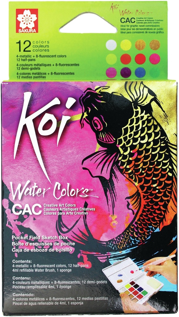 [XNCW-12MH] Sakura Koi Water-Colors Metallic CAC 12 Colors
