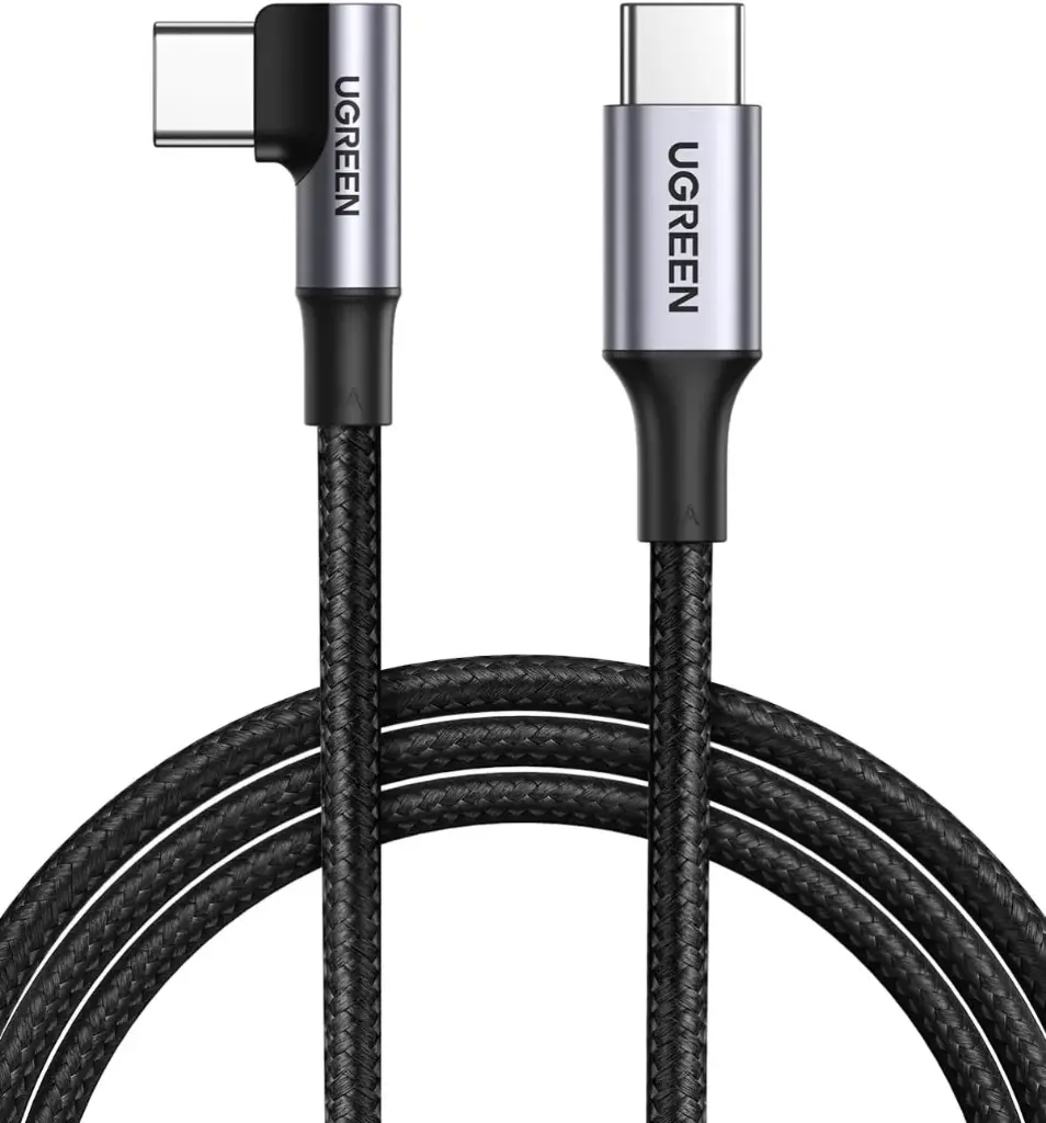 [70643] UGREEN USB C Type C Cable, PD 100W, L-Shaped, Type-C, 5A, Rapid Charging, Nylon Braid, Type c, 2M