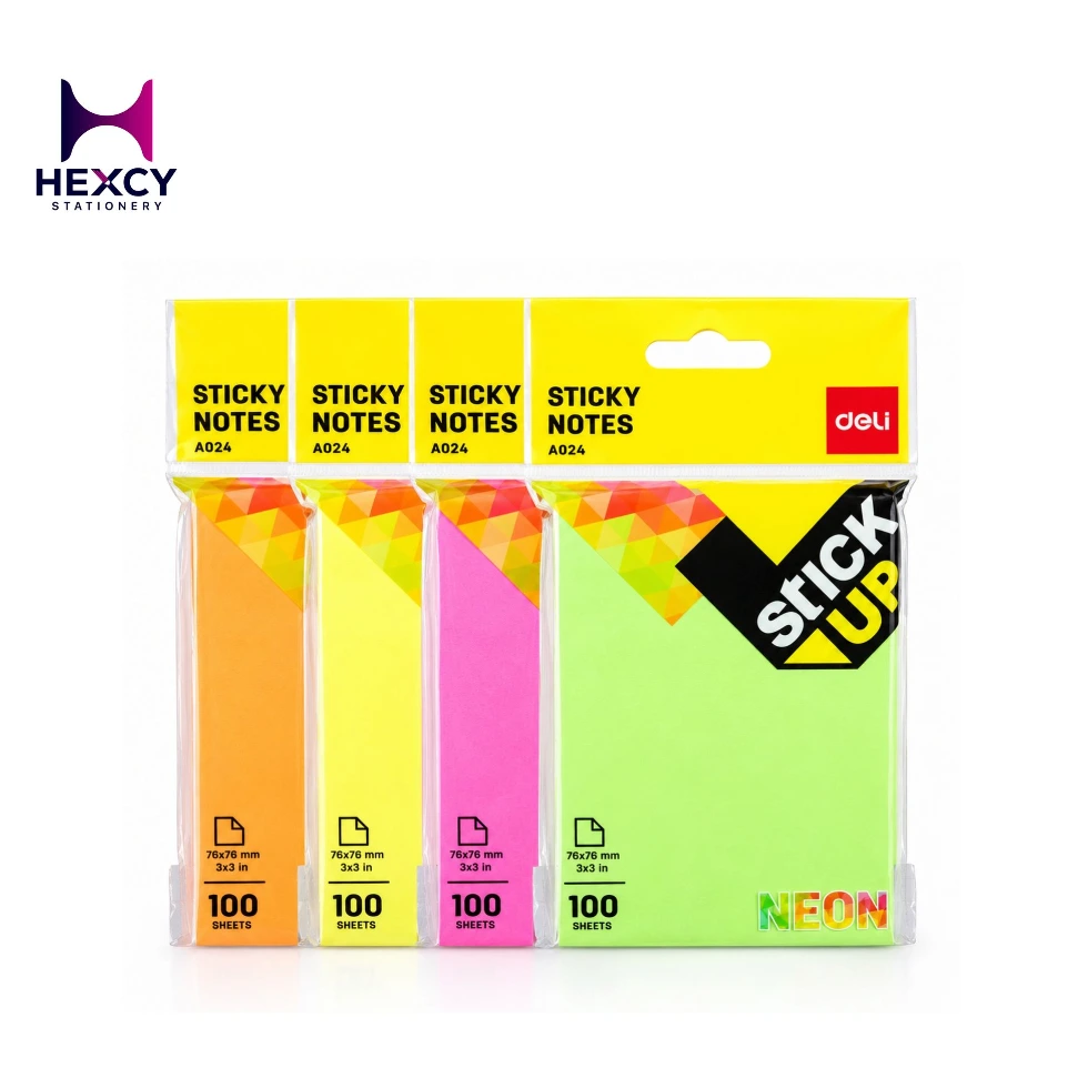 [A02402] Deli A02402 Neon Sticky Notes 100Sheets , 76mm*101mm, 3in*4in