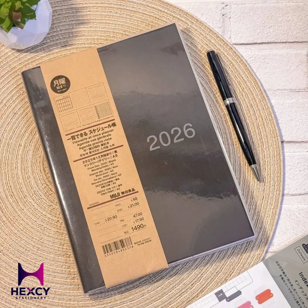 [NE247A5A] Muji Planner Montly/Daily 2026, A5 Size (Dark gray)