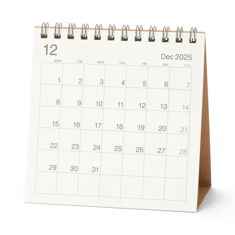 Muji Bagasse Paper 2026 Calendar, Small Size,Table Top