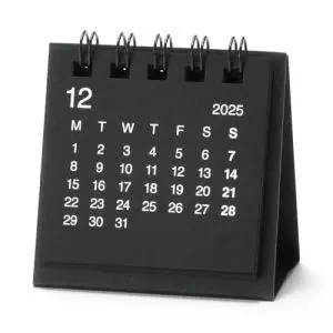 Muji Desktop Mini Calendar 2026, Table Top,Black