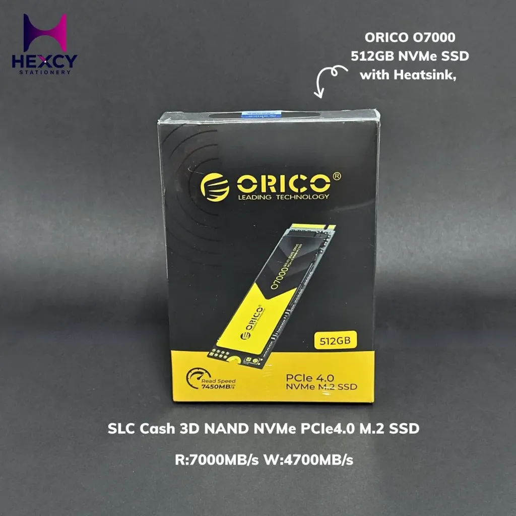 ORICO O7000 512GB NVMe SSD with Heatsink, SLC Cash 3D NAND NVMe PCIe4.0 M.2 SSD R:7000MB/s W:4700MB/s