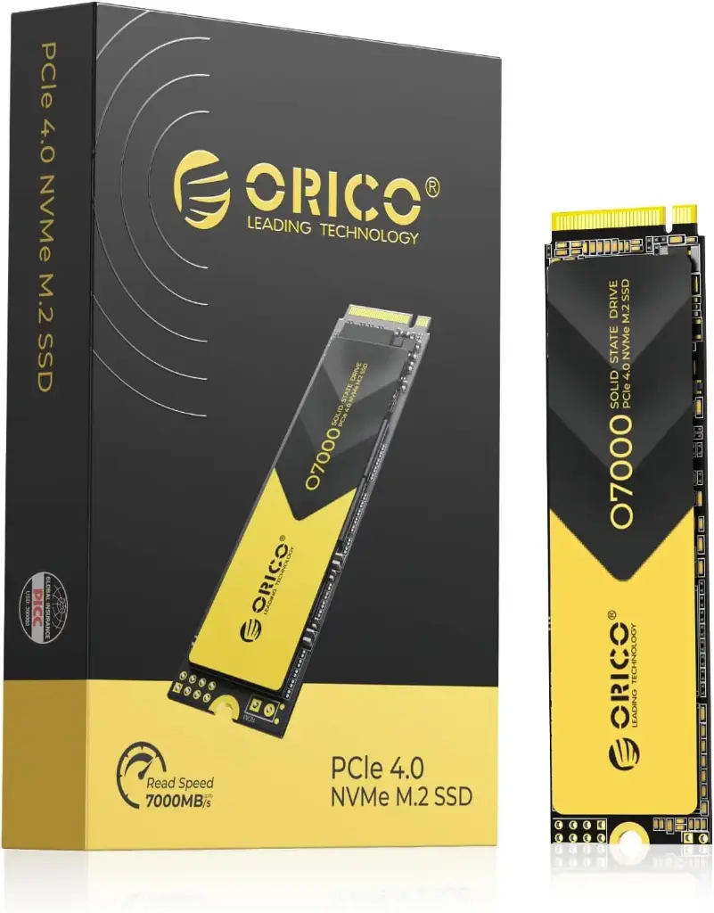 [0700-2TB-GD-EP] ORICO O7000 2TB NVMe SSD with Heatsink, SLC Cash 3D NAND NVMe PCIe4.0 M.2 SSD R:7000MB/s W:6700MB/s