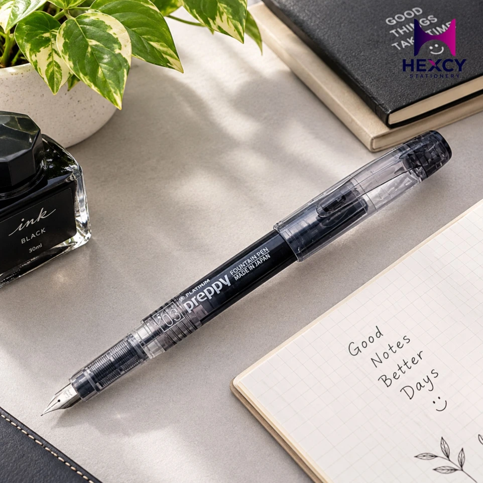 [PSQ-300#1-2] Preppy Fountain Pen (03) Fine Nib F Platinum  (BLACK)