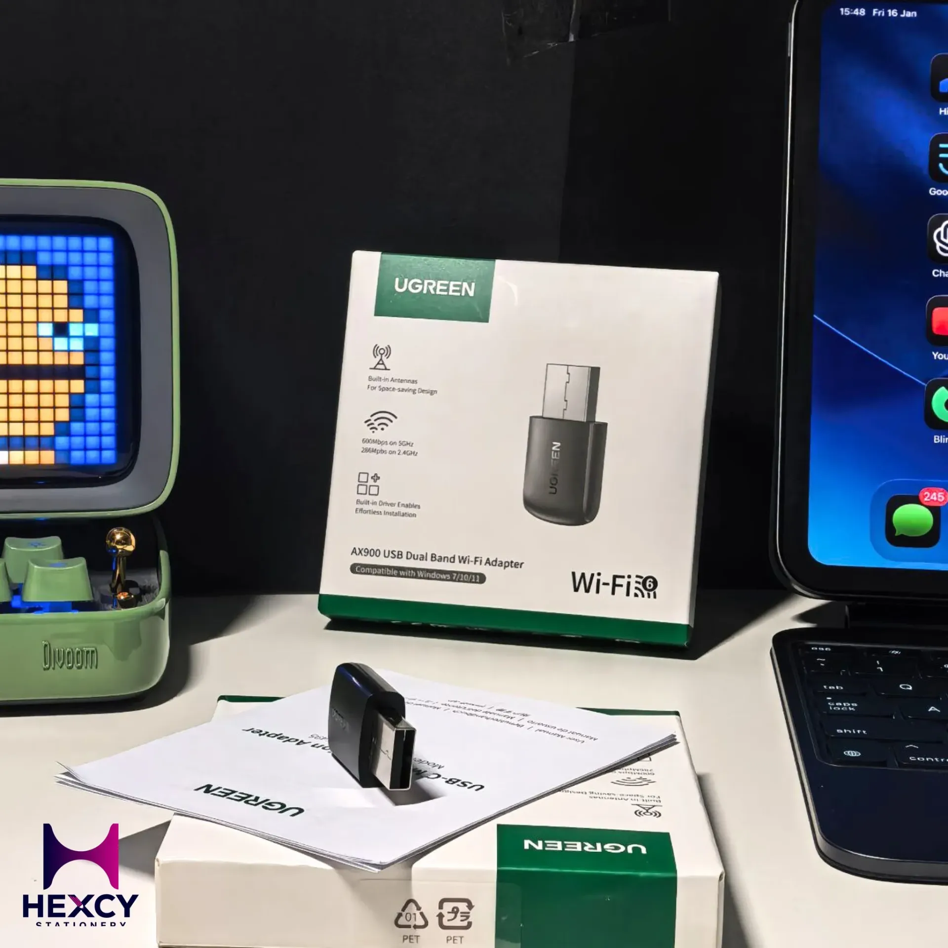 [35264B] UGREEN WIFI Wireless LAN Device WIFI 6 USB Adapter, AX900 600Mbps + 287Mbps