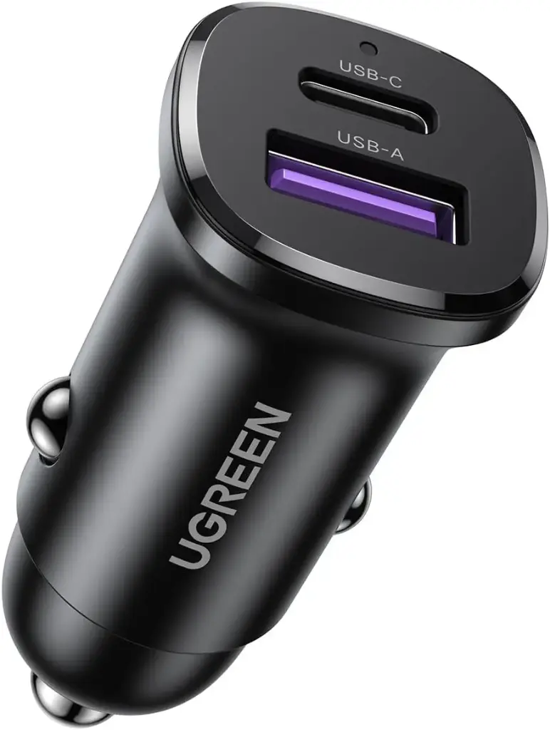[25845] UGREEN Cigarette Lighter Socket, USB C Car Charger, 2 Ports, 52.5W, PD30W + SCP22.5W