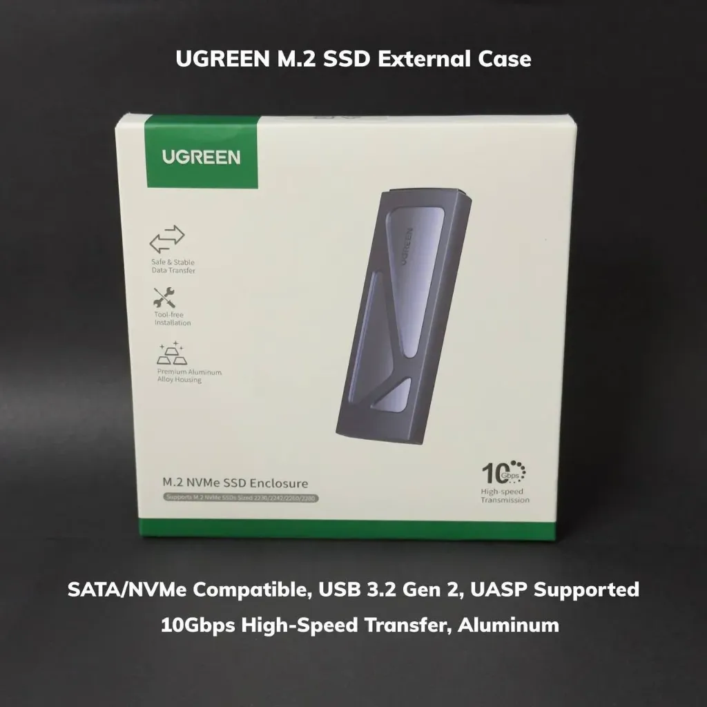 UGREEN M.2 SSD External Case, M.2 NVME/PCIE SSD Case  Enclosure, 10 Gbps